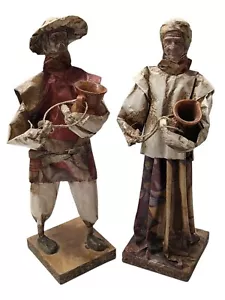 Vtg Mexican Paper Mache Folk Art Man Woman Figurines 12" Botijo Búcaro Water Jug - Picture 1 of 11