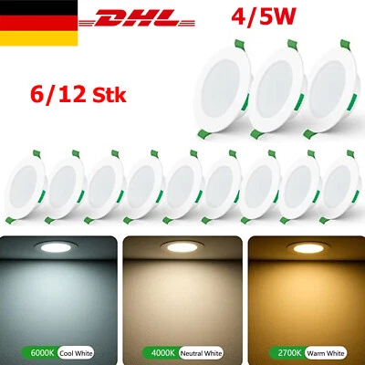 12x LED Einbaustrahler Dimmbar Ultra Slim Einbau 230V Panel Flach Decken Leuchte - Bild 1 von 4