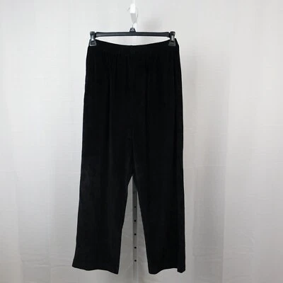 Alfred Dunner Elastic Waist Straight Pull-On Velour Sweatpants 10 Black #1420 - Изображение 1 из 4