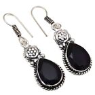Black Spinal Gemstone Black Friday Gift 925 Silver Jewelry Earrings 1.5''