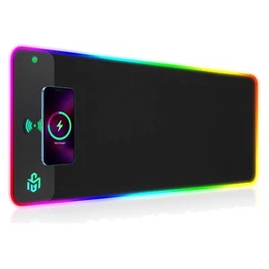 RGB Gaming Mauspad Schwarz 80x30cm Qi Ladefunktion, 10 Beleuchtungsmodi - Bild 1 von 10