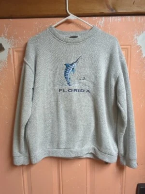 Vintage Florida Tourist Sweatshirt Embroidered Marlin USA Rainbow Sweater Medium - Image 1 of 4