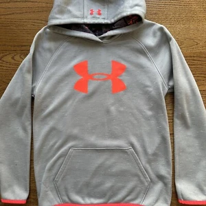 Bundle of 2 Under Armour Kids Hoodie Sweatshirts L Gray/Orange  and Gray / White - Picture 1 of 24