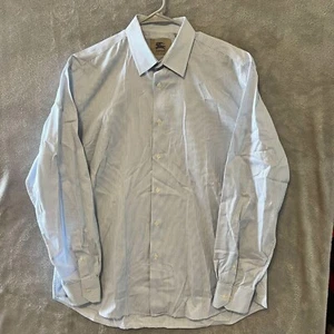 Burberry Dress Shirt Striped Long Sleeve Button Up Collared Light Blue Size L - Picture 1 of 10