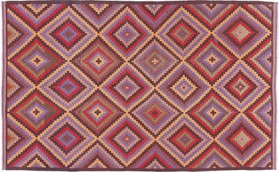 Afghan Kelim Soumakh Ghalmuri Teppich 200x300 Handgewebt Blau Geometrisch - Bild 1 von 4