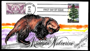 2246 22c Stamp (1987) + 775 3c Stamp (1935) MICHIGAN 150 FDC BY BERNARD GOLDBERG - Picture 1 of 1