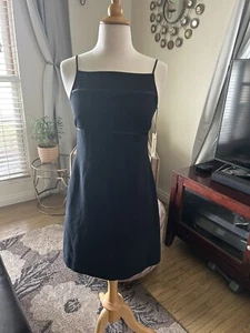 NUEVO CON ETIQUETAS Kay Unger seda pequeño negro vestido espagueti correas malla y cuentas talla 2P - Imagen 1 de 6