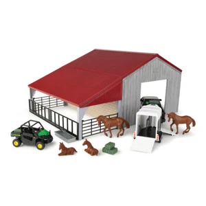 John Deere Weathered Barn Kids Play Set w/ Pickup Horse Trailer 1:32 Scale 3y+ - Picture 1 of 8