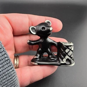Walter Bosse GERMANY Metal Bear Candle Pen Holder Small Black and Silver VINTAGE - Picture 1 of 7