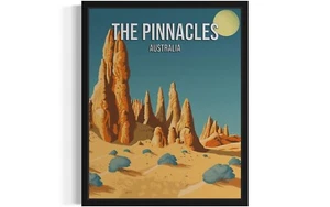 The Pinnacles Australia Art Print Poster Wall Art Painting - Picture 1 of 7
