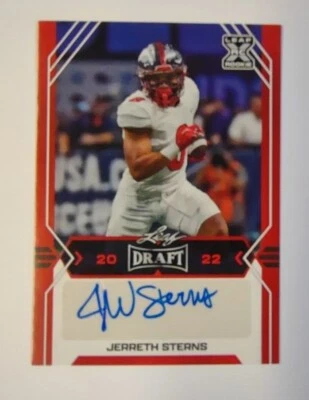2022 Leaf Draft Jerreth Sterns Rookie Red Auto Tampa Bay Bucs Western Kentucky - Image 1 of 2