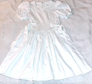 Girls vtg RUTH OF CAROLINA white party dress 10 puff sleeves 1980s formal solid - Picture 1 of 4