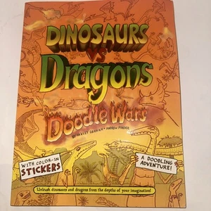 Dinosaurs Vs Dragons (Doodle Wars) By Oakley Graham W/ Color In Stickers - Imagen 1 de 5