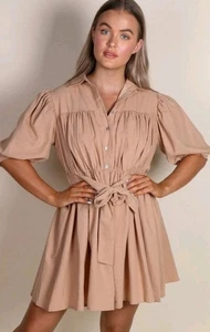 Fayt Size M Haven Tan Dress Tie And Button Up - Picture 1 of 9