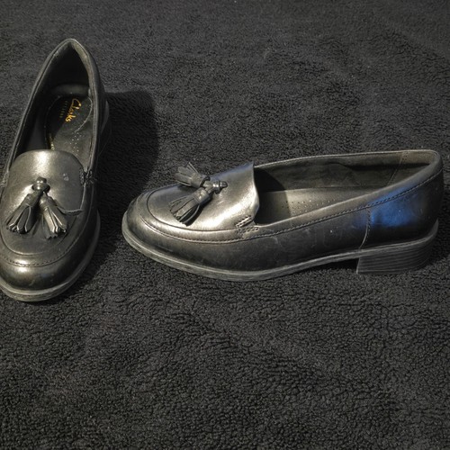 Clarks donna scarpe basse nere taglia uk 3 5 D slip on artigianali contorno cuscino