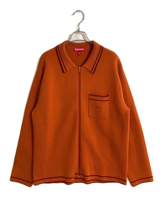 SUPREME Zip Up Polo Sweater Size: M Men Orange - Image 1 of 4