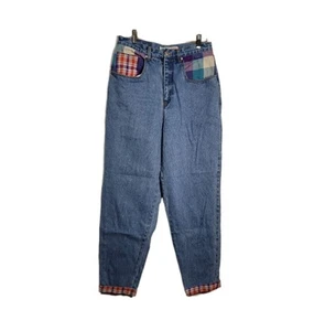 ¡NO! Pantalones de mezclilla Absolutely Blues talla 13/14 a cuadros retro vintage años 80 raros - Imagen 1 de 11
