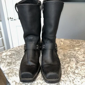 Double H Men's 10 “Sierra Harness Boots *Made In USA* Black Leather Size 8D - Picture 1 of 9