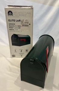 Architectural Mailboxes Elite Large Green Galvanized Steel Post Mount Mailbox - Picture 1 of 9