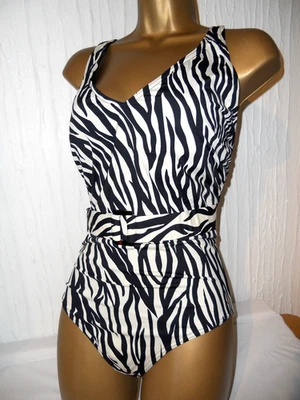BLACK / CREAM F&F BELT SWIMSUIT SIZE 16 CONTROL SWIMWEAR - Image 1 of 2