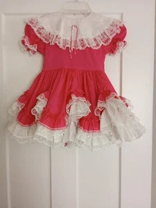 Girl's Lid'l Dolly's Original Southern Belle Dark Pink Full Circle Dress SZ 5 - Picture 1 of 7