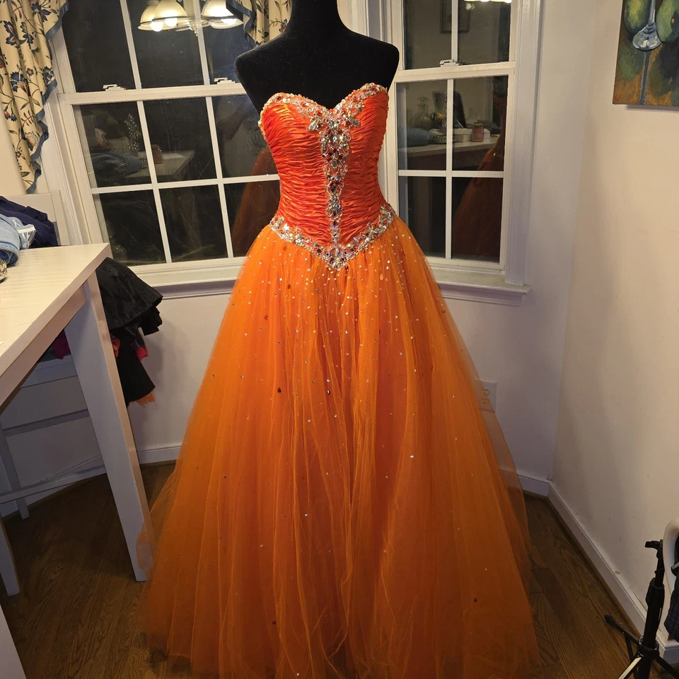 Mori Lee Strapless Corset Ballgown Quinceanera Dress Size 4 Orange Burst - Image 1 of 4
