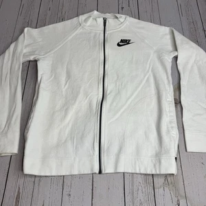 Nike Logo Cinta Cremallera Completa Chaqueta Bomber Mujer Pequeña Blanca Negra Chaqueta de Pista - Imagen 1 de 10
