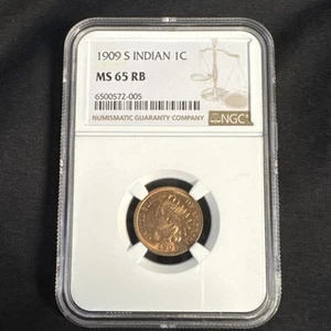 1909-S 1C INDIAN HEAD CENT PENNY NGC MS 65 RB - Picture 1 of 8