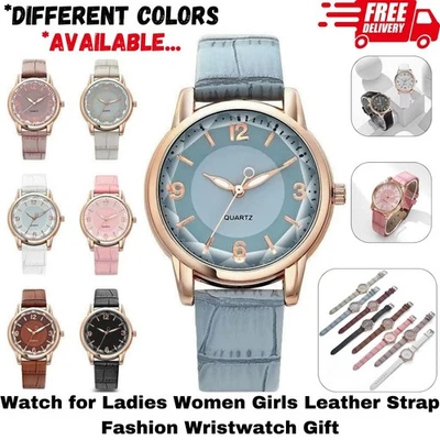 Watch for Ladies Women Girls Leather Strap Fashion Wristwatch Gift UK - Image 1 of 4