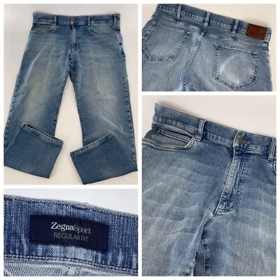 Мужские спортивные джинсы Zegna 36x28 стандартного покроя искусственно состаренная джинсовая ткань индейка YGI T4-83 - Изображение 1 из 4