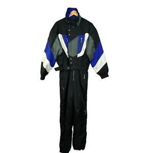 VTG Ossi Skiwear 90s Ski Snow Suit Full Length Mens Colorblock Black Blue Size M