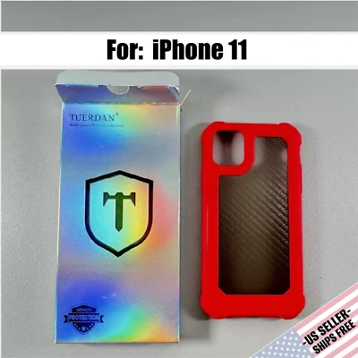 Funda para iPhone 11 - Fibra de Carbono Roja | Resistente - Doble Capa | Tuerdan Foto 1 de 4