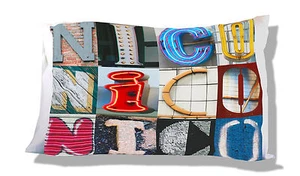 Personalisierter Kissenbezug NICO mit Fotos von tatsächlichen Zeichenbuchstaben - Bild 1 von 1