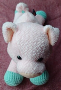 Original Amela Design Pink Pig Plush Stuffed Animal Baby Lovey with Rattle - Picture 1 of 9