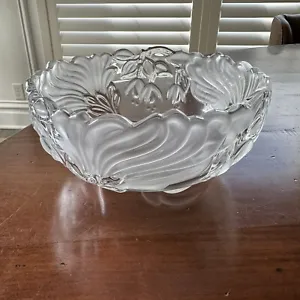 Mikasa Crystal Bowl Peacock Candy Dish Trinket Triple Frosted 6 3/4” x 1.5” - Picture 1 of 11