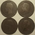 Lot de 4 monnaies, 10 Centimes Napoléon III dont la visite de Lille !!