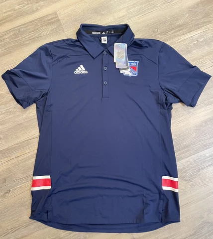 Adidas NHL New York Rangers Tech Polo Shirt GH5882 Men's Size Large NWT Cover