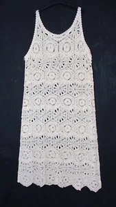 Lagenlook Damen 100% Baumwolle Häkelspitze Ärmellos Überkleid OneSize - Bild 1 von 17