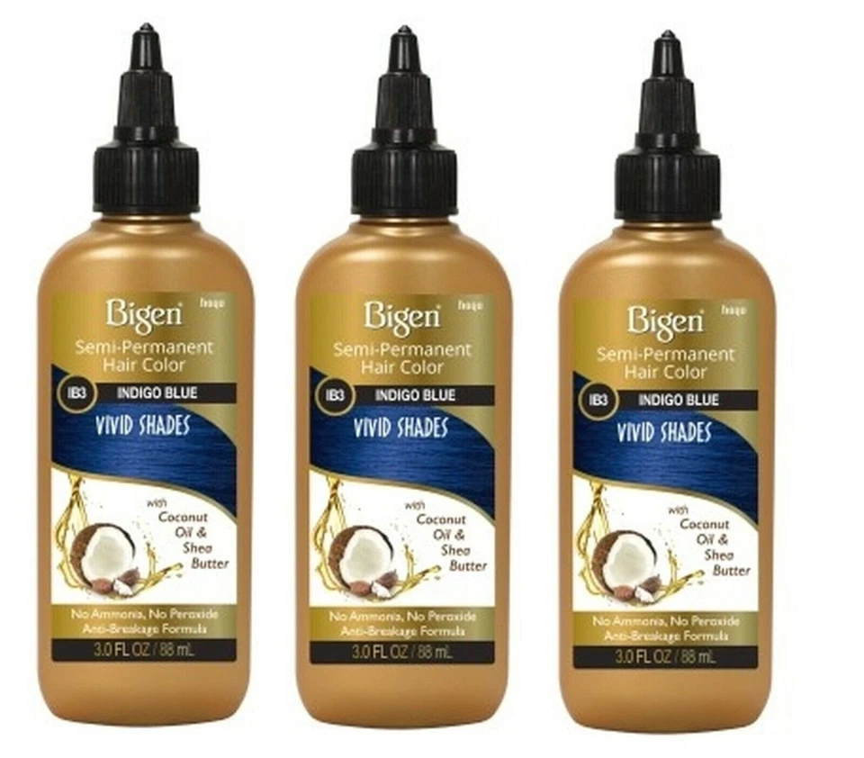 Color de cabello semipermanente BL Bigen #Ib3 azul índigo 3 oz X 3 cuentas Foto 1 de 1