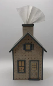 Handgefertigte quadratische Taschentuchbox aus Holz Vintage Cottagecore Grannycore *Mängel* - Bild 1 von 9