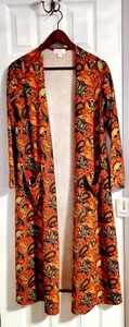 NWT Women's LuLaRoe Sarah Orange Paisley Cardigan Duster with Pockets Size Small - Picture 1 of 4