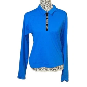 The North Face Womens Blue Long-Sleeve Zip Polo Shirt LG Nylon/Spandex Lightweig - Picture 1 of 5
