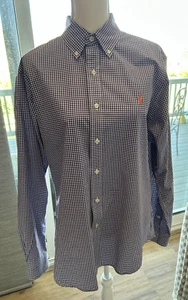 Ralph Lauren Men’s Purple & White Checked Slim Fit Dress Shirt Size L Pre-owned - Picture 1 of 5