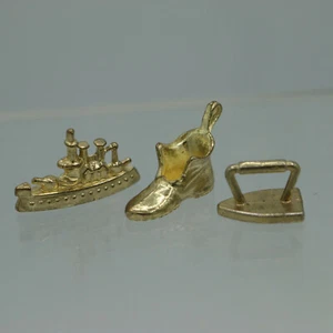 Very Gold Ship + Shoe + Iron Token Monopoly Replacement Part Dollhouse Furniture - Picture 1 of 2