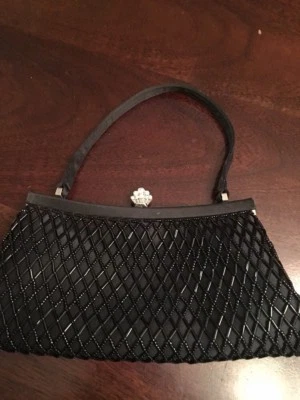 Franchi Evening Clutch Small Purse Embroidered Beaded Black - Image 1 of 4