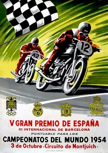 1954 Spanish Grand Prix Motorcycle Race - Promotional Advertising Poster - Picture 1 of 1