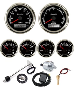 Juego de 6 medidores con transmisor GPS Speedo 160 MPH velocímetro combustible voltaje temperatura negro 7 colores LED - Imagen 1 de 7