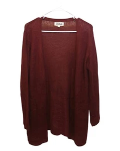 LISTICLE Red Open Front Cardigan Sweater w Front Pockets Size L - Picture 1 of 6