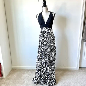 BETSEY & ADAM V-Neck Floral Pleated Halter Prom Gown—SZ. 6 - Picture 1 of 12