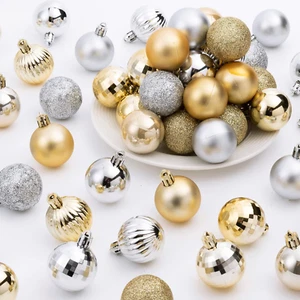 72Pcs Gold Silver Ornaments Balls, Christmas Balls Ornaments, Decorative Shatter - Picture 1 of 7
